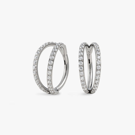 16G Double Layer Pave Crystal 3A CZ Cartilage Hoop
