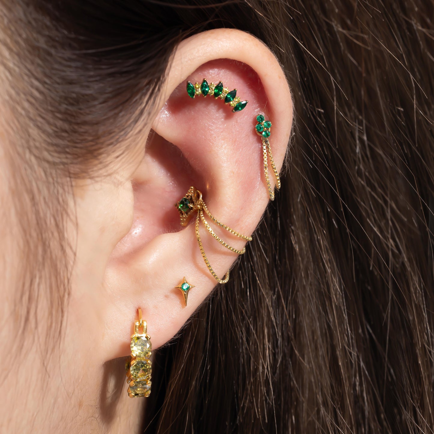 Lina - Emerald Bloom Push Pin Flatback Stud