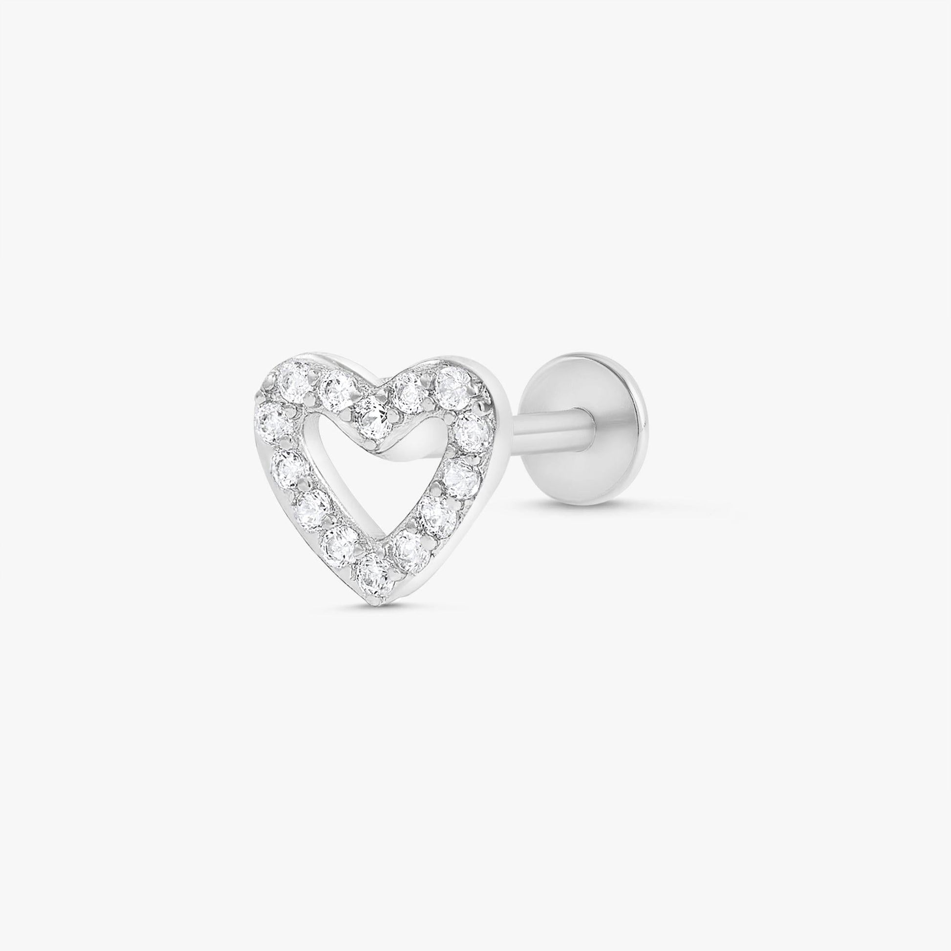 Color_Silver,Bar Type & Materials_Labret (Titanium);Heart Earring - EricaJewels
