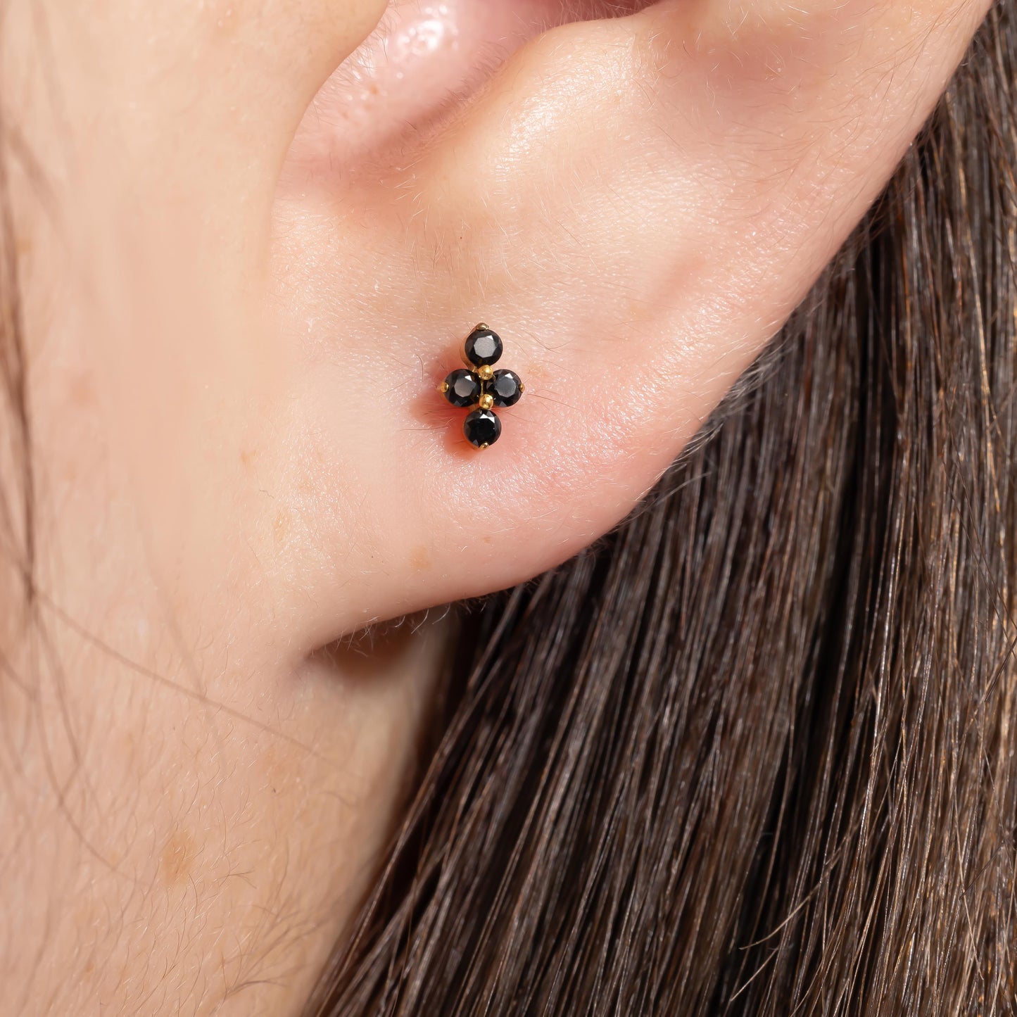 Lina - Black Bloom Push Pin Flatback Stud