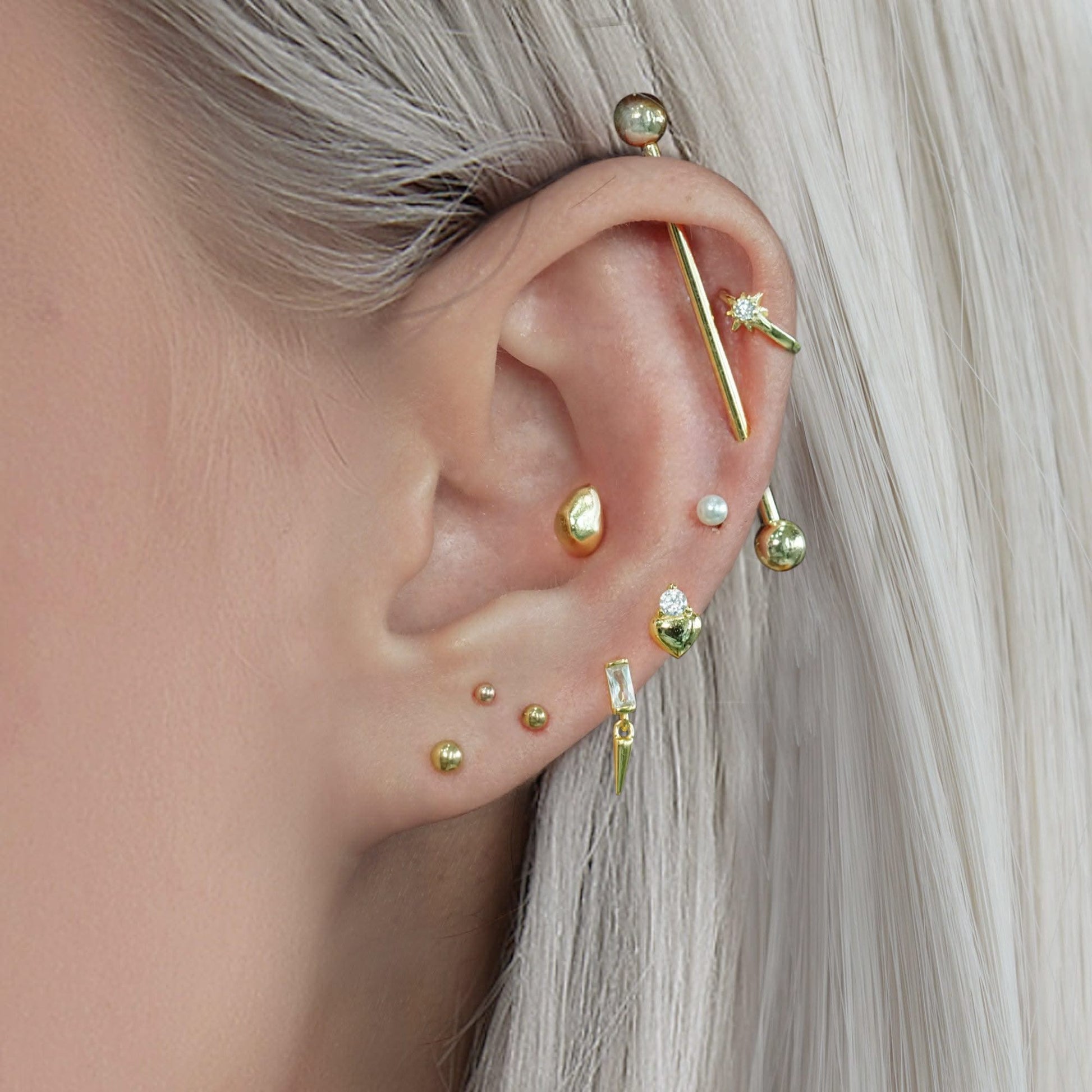 Color_ALL;Plain Bead Push Pin Piercing Earring