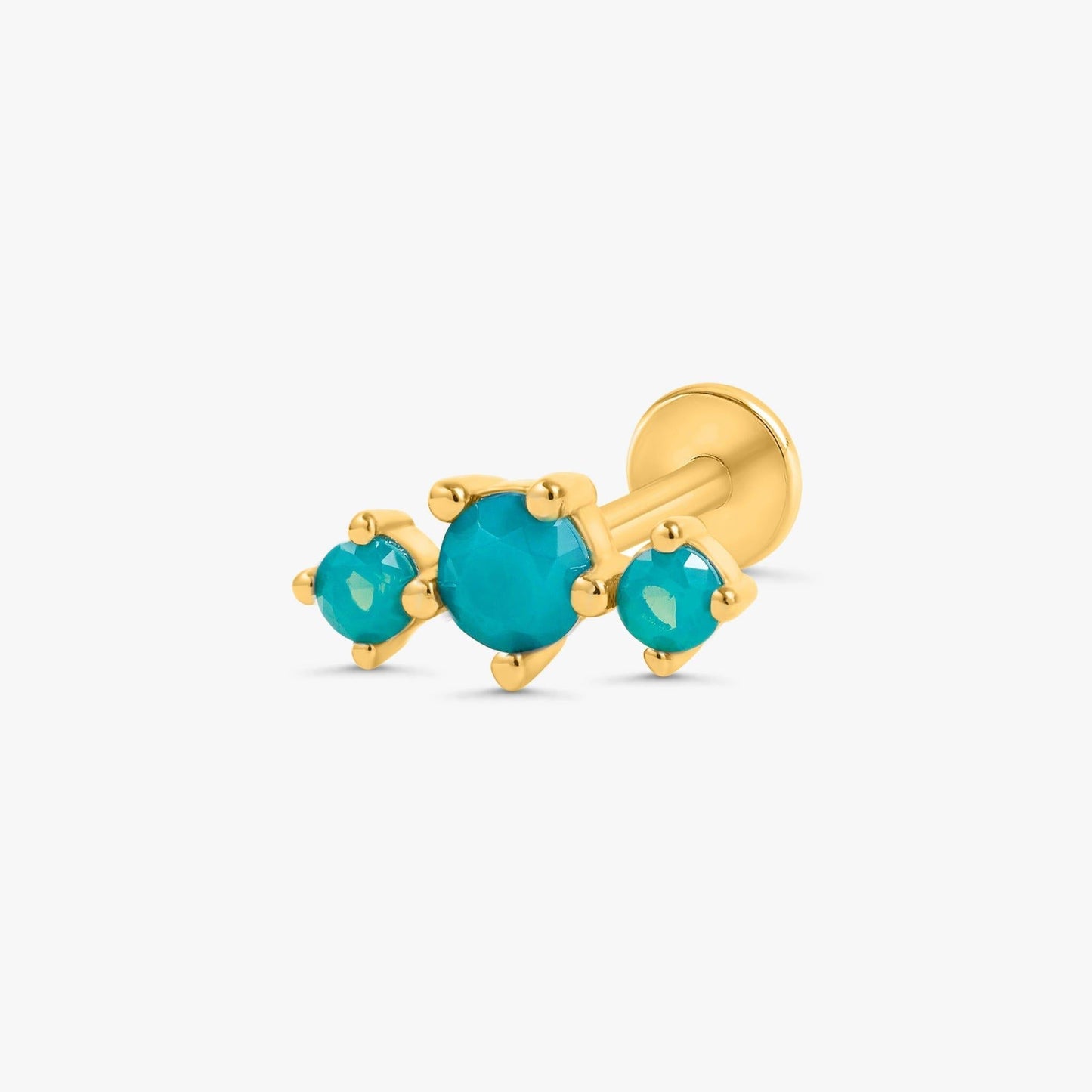 Color_Gold,Bar Type & Materials_Labret (Titanium) ;Trinity Jade Green Moonstone Flat Back Piercing Earring