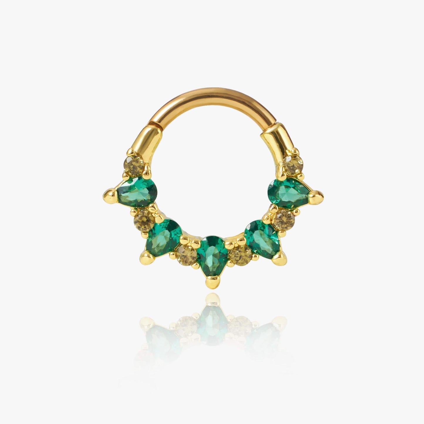 emerald clicker hoop earring