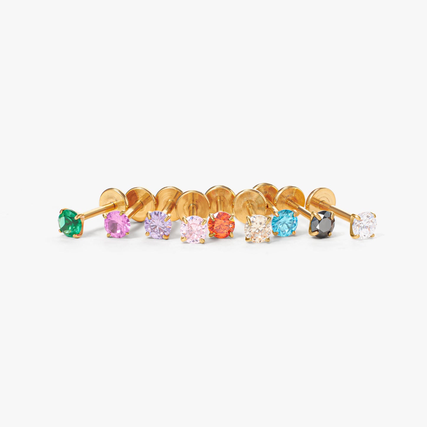 Tiny Twinkle Multi-color Push Pin Stud-Gold
