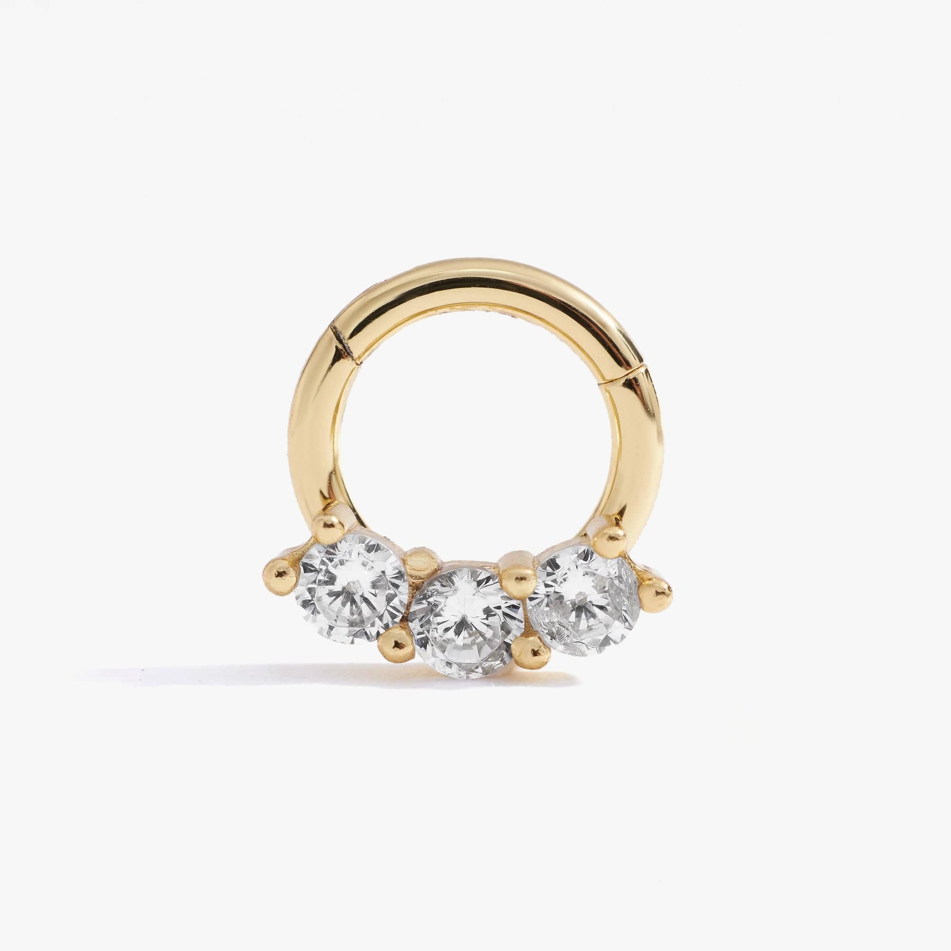 Triple Crystal 3A CZ Daith Jewelry & Septum Rings