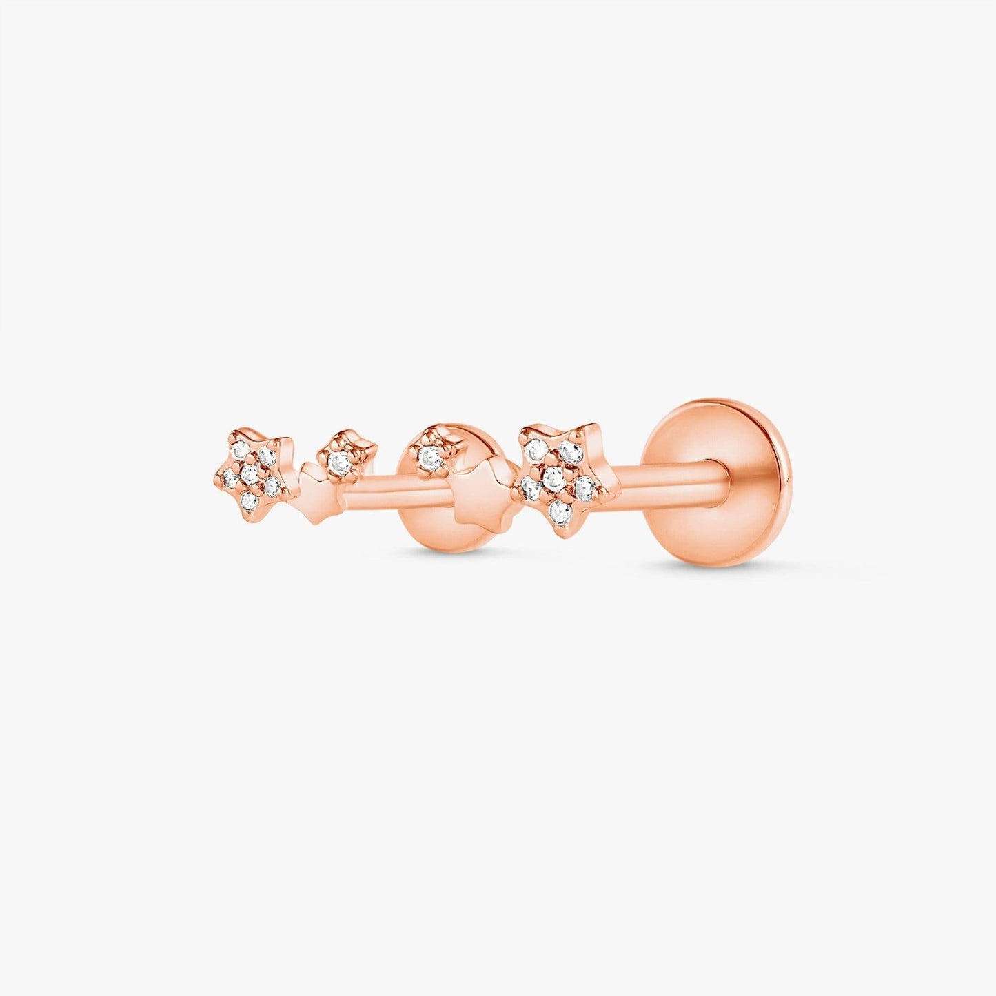Color_Rose Gold,Bar Type & Materials_Labret (Titanium);Cluster Stars Earrings | Earring in Right Ear - EricaJewels