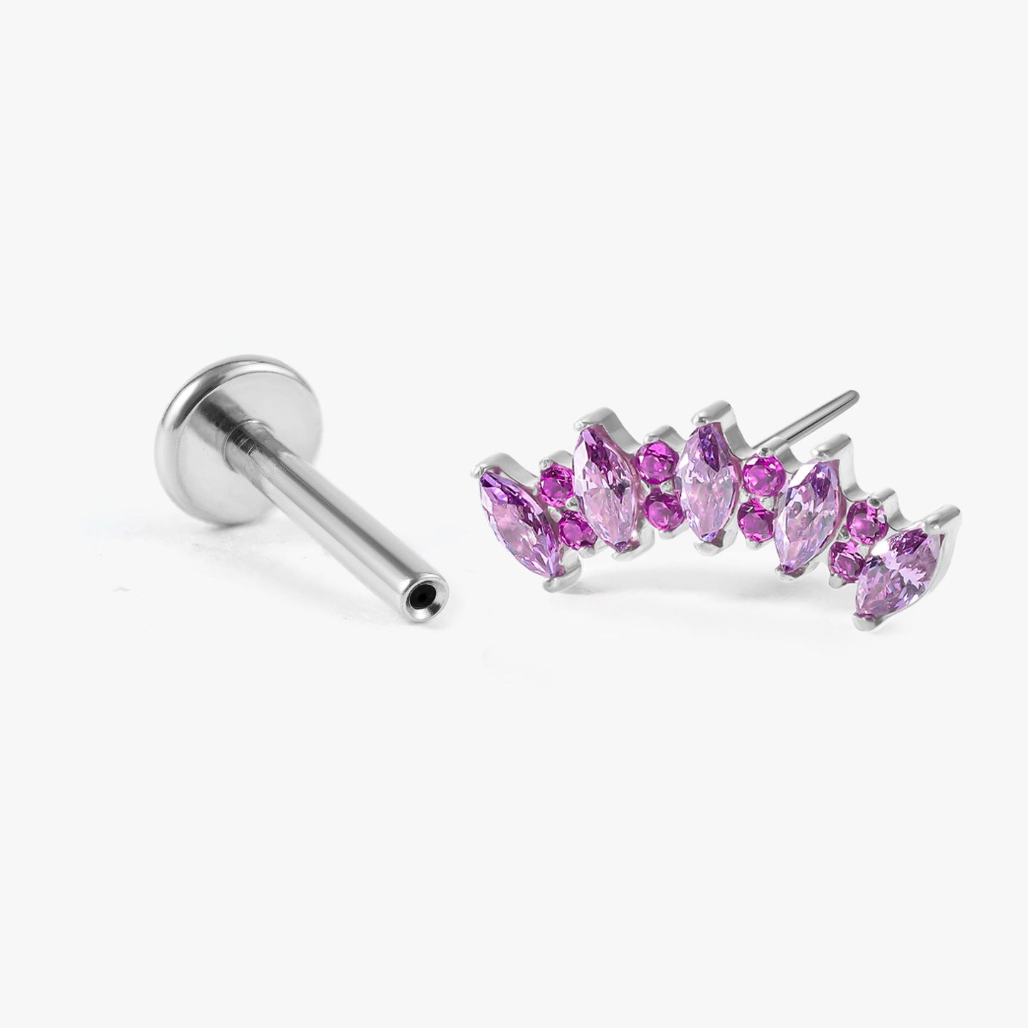 Elara - Amethyst Crown Push Pin Flatback Stud