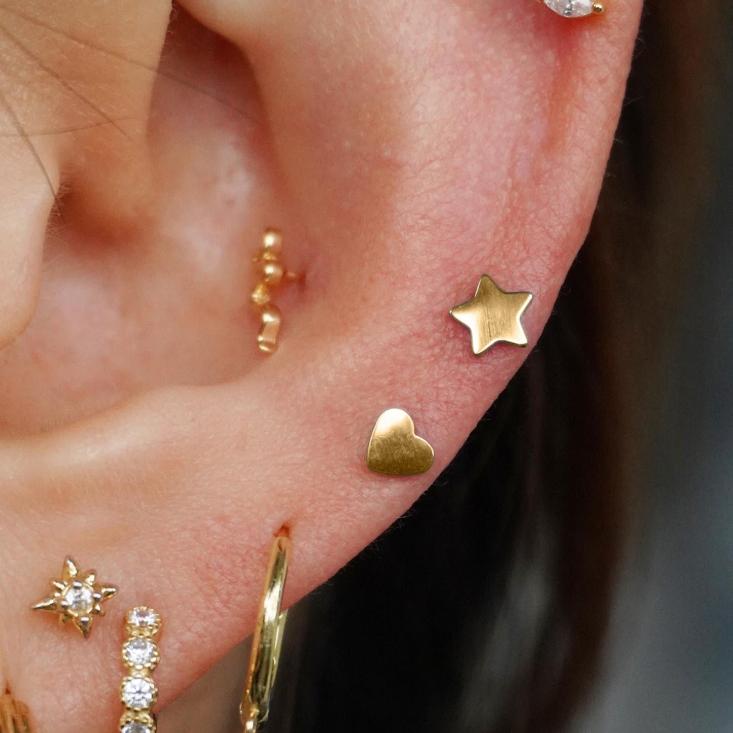 Reversible Threadless Star Flat Back Earring with CZ
