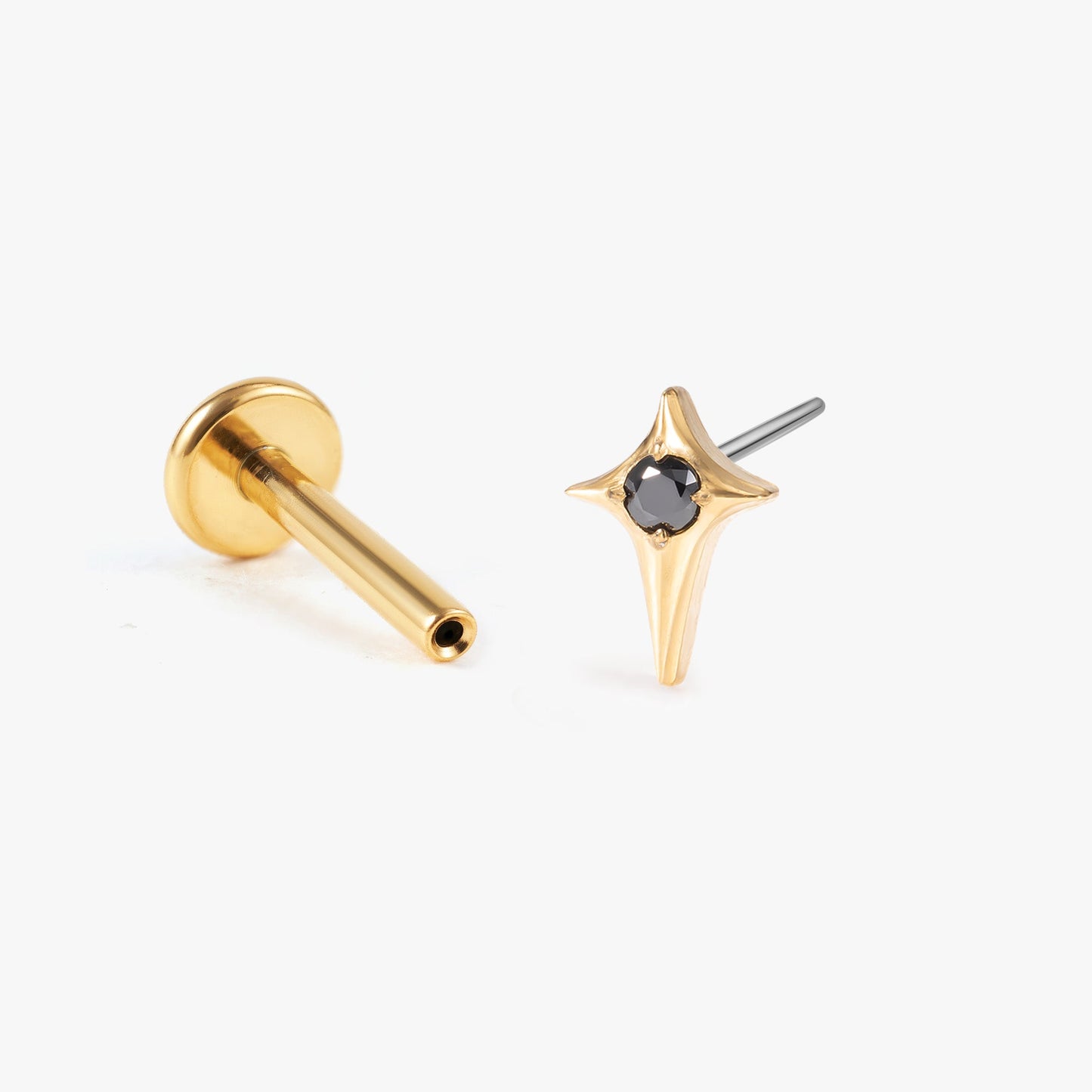 Stella - Black Star Push Pin Flat Back Earrings