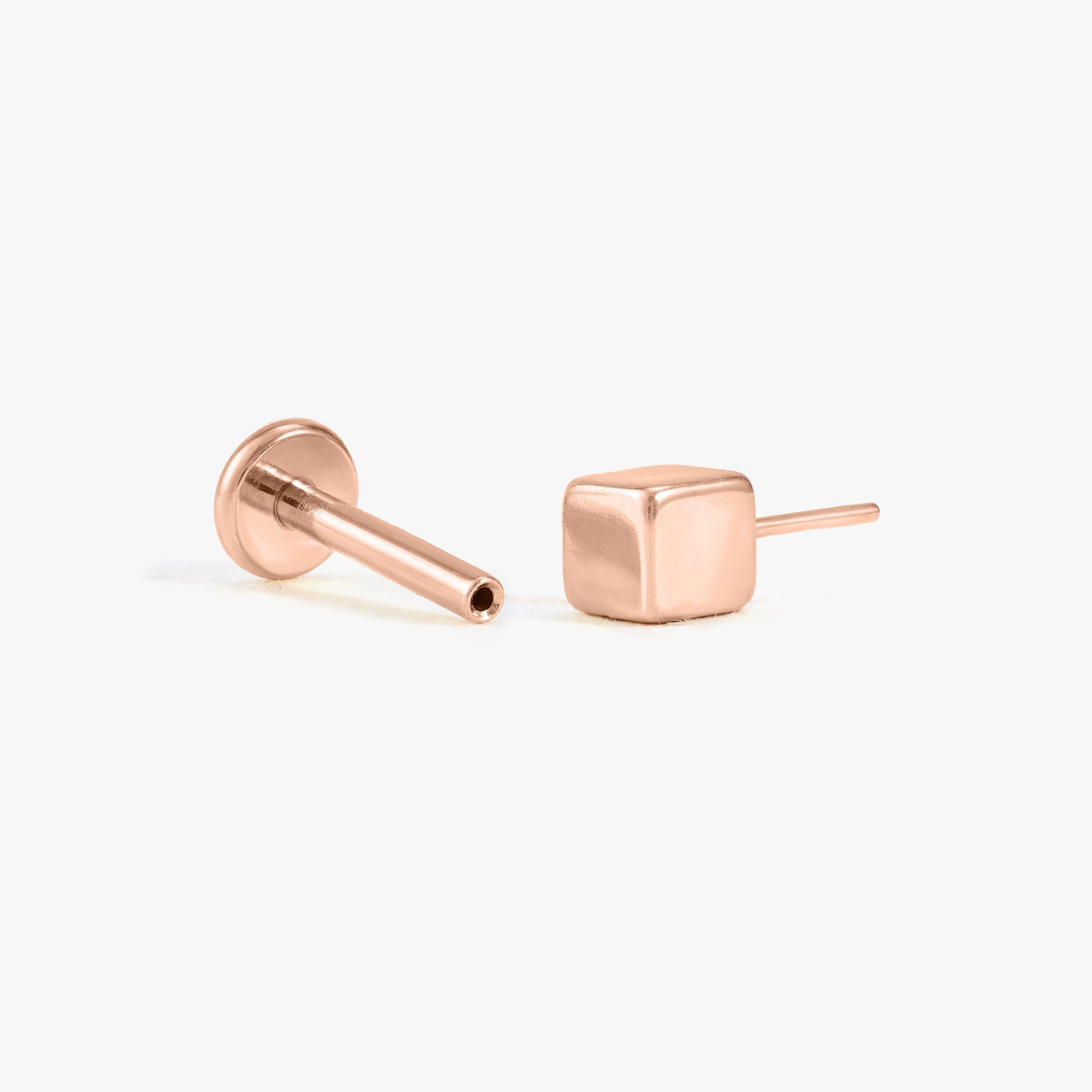 Color_Rose Gold;Square Flat Back Push Pin Earring