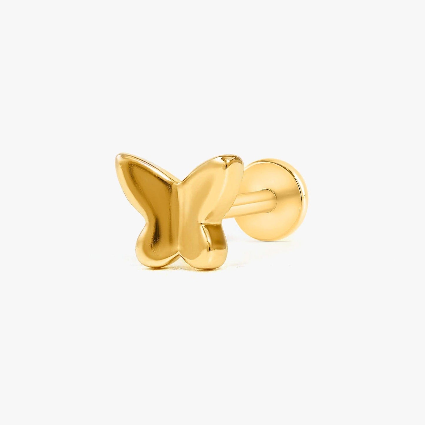 Color_Gold,Bar Type & Materials_Labret (Titanium) ;Tiny Plain Butterfly Flat Back Piercing Earring