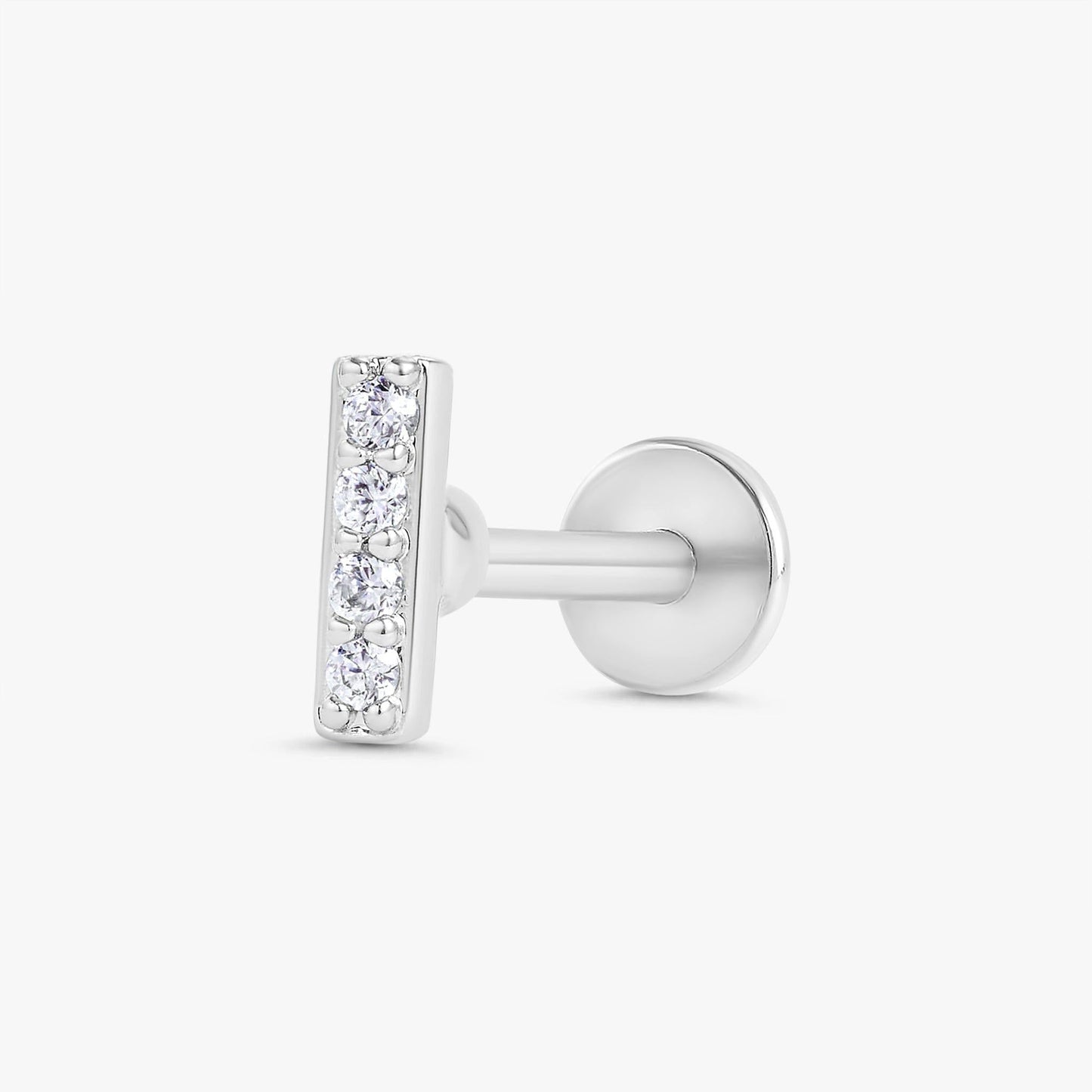 Color_Silver,Bar Type & Materials_Labret (Titanium);Flat Back Stud Earrings - EricaJewels