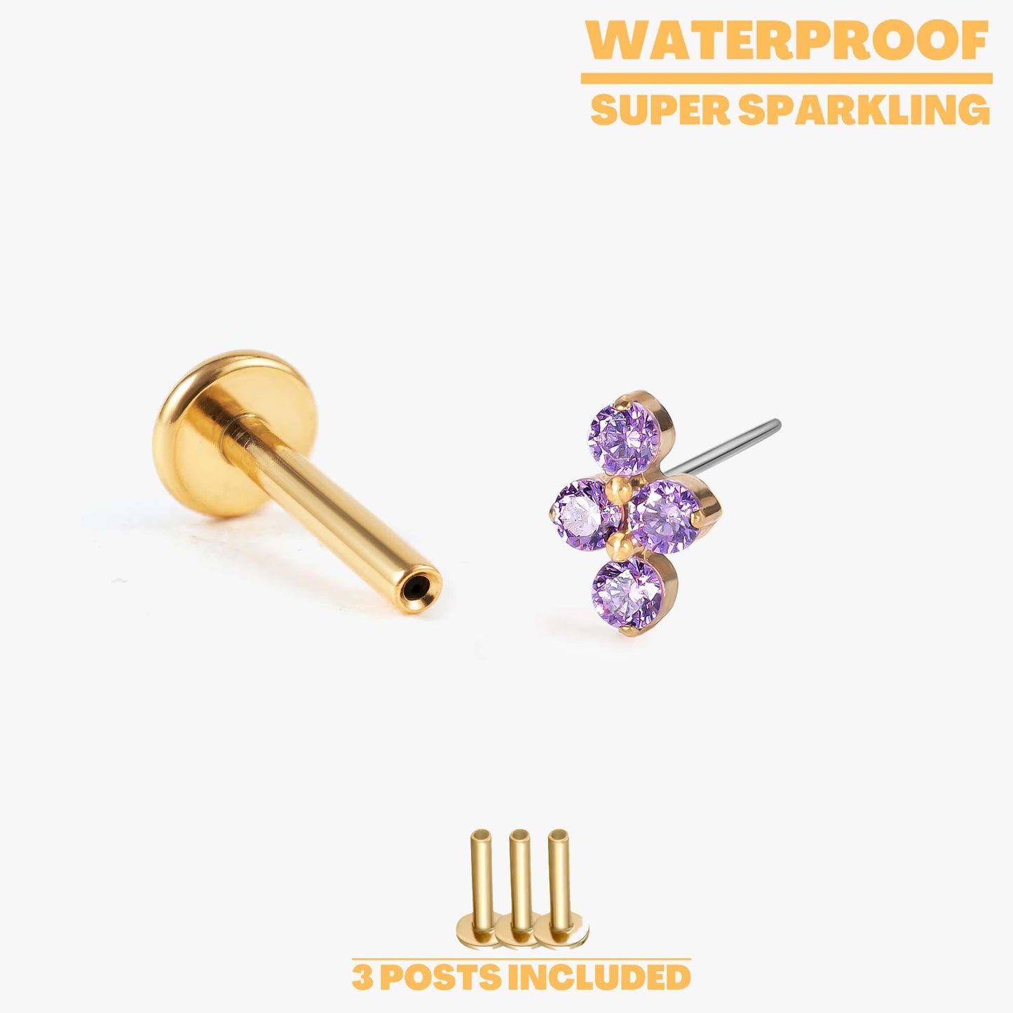 Lina - Amethyst Bloom Push Pin Flatback Stud