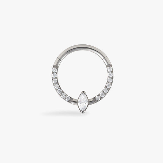 16G Titanium Marquise Crystal 3A CZ Daith Jewelry & Septum Rings