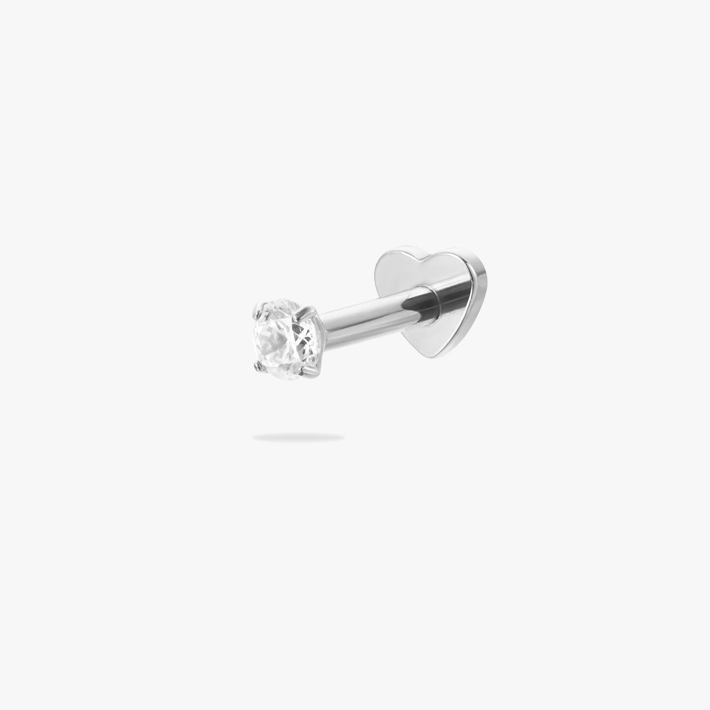 Reversible Heart Threadless Flat Back Earring with CZ